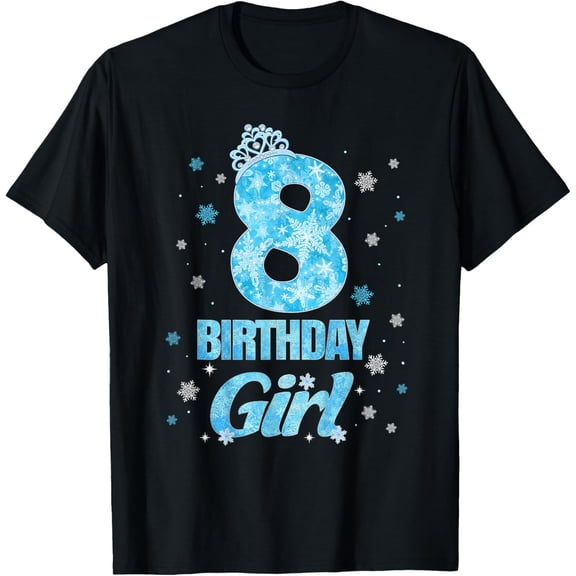 Exquisite and comfortable-Eight Year Old Birthday Girl Cute 8th Bday Winter Snowflake T-Shirt