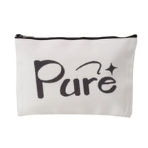 Unique Bargains 1 Pc Durable Letter Pattern Makeup Bag White Canvas