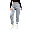 thumbnail image 2 of DJDLJWCJ Big Girls Joggers with Pockets Elastic Waist Cuffed Sweatpants Boys Soft Comfy Pull On Athletic Pants for School Gray Size 9-10Years, 2 of 6