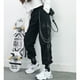 thumbnail image 4 of Pantalones cargo para mujer, pantalones harén, pantalones jogger con bolsillos punk a la moda con cadena, pantalones elásticos Harajuku de cintura alta., 4 of 5
