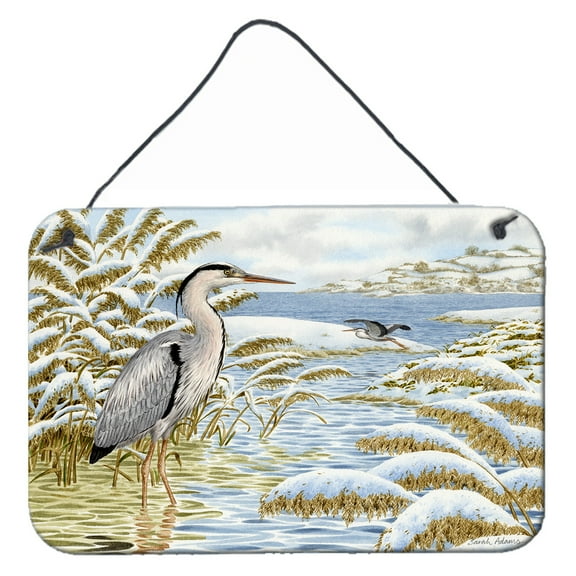 Carolines Treasures ASA2191DS812 Blue Heron by the Water Wall or Door Hanging Prints  8x12 multicolor