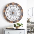 thumbnail image 3 of DecMode Brown Wood Scroll Medallion Home Wall Decor with Metal Fleur-De-Lis Detail, 35" x 1" x 35", 3 of 13