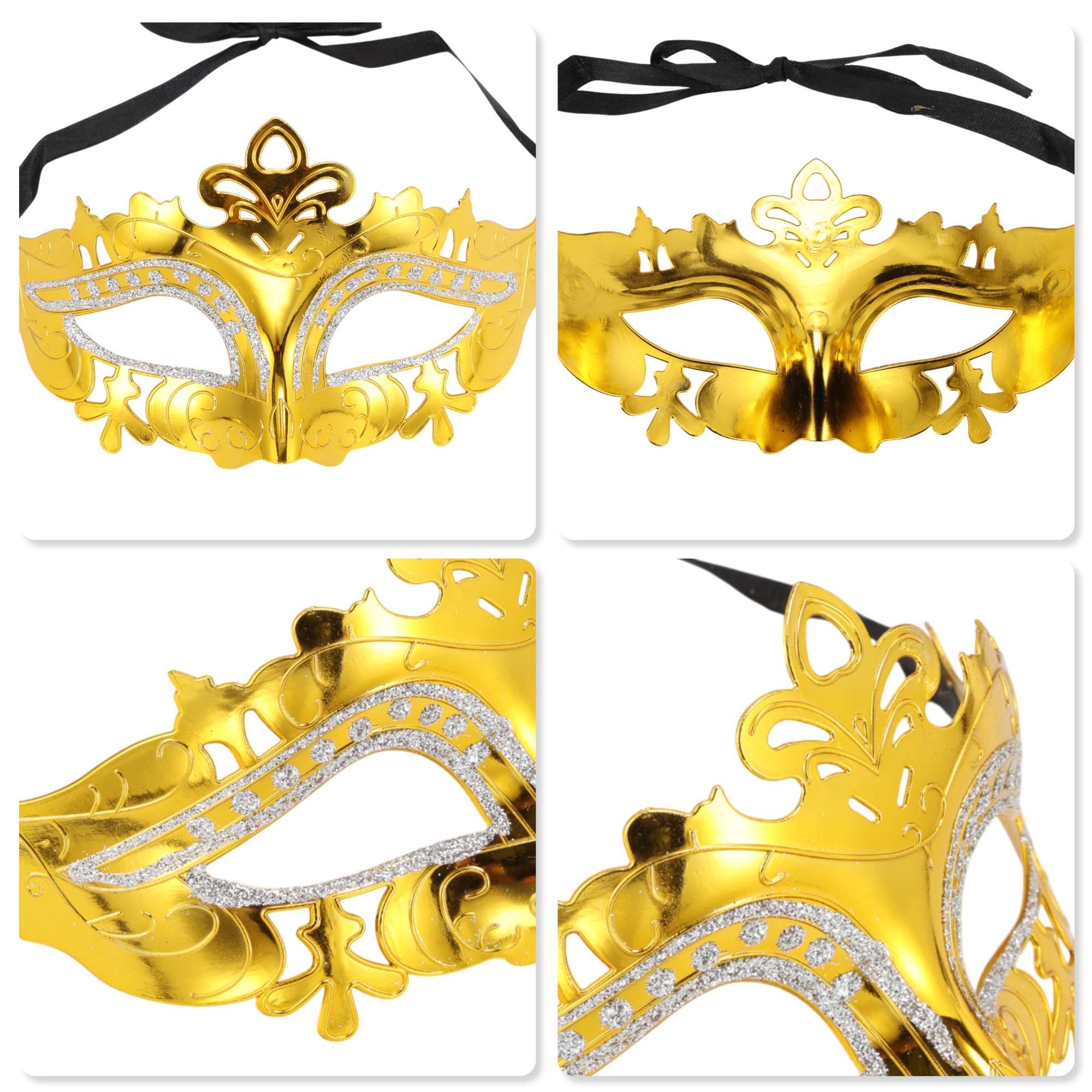 Unique Bargains 1 Pack Electroplated Half-face Party Mask for Masquerade Gold Tone