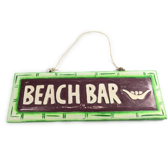 Beach Bar Wooden Sign w/ Shaka Bamboo Design 12" | #snd25087