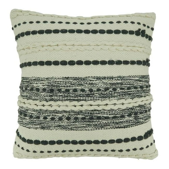 Saro Lifestyle 1495.BW18SC 18 in. Stripe Woven Throw Square Pillow Cover, Black & White
