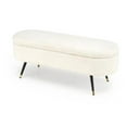 thumbnail image 2 of Heavenly Collection | Storage Bench - Modern Bouclé Ottoman with Hidden Storage & Gold Metal Legs, 2 of 7