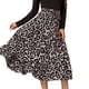 thumbnail image 1 of Falda midi con volantes y estampado de leopardo, cintura alta elástica, estilo casual elegante, gris, talla M, 1 of 6