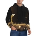 thumbnail image 2 of Uemuo Gold Glittering Stars Pattern Men's Hoodie - Casual Pullover Hoodie with Kangaroo Pocket, Stylish Hooded Sweatshirt for Everyday Wear-Small, 2 of 7