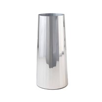 Serene Spaces Living Large Silver Cylinder Metal Vase, 4.25" Dia & 9" Tall