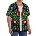 thumbnail image 4 of Fotbe Roosters and Flowers print Short Sleeve Button Down Shirts for Men Casual Summer Beach Wrinkle Free Shirt-X-Large, 4 of 7