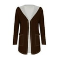 thumbnail image 4 of felwors Long Cardigans Sweaters for Women, 2025 Fall Lightweight Trendy Casual Comfy, Open Front Hooded Cardigans with Pocket Coffee, S, 4 of 4