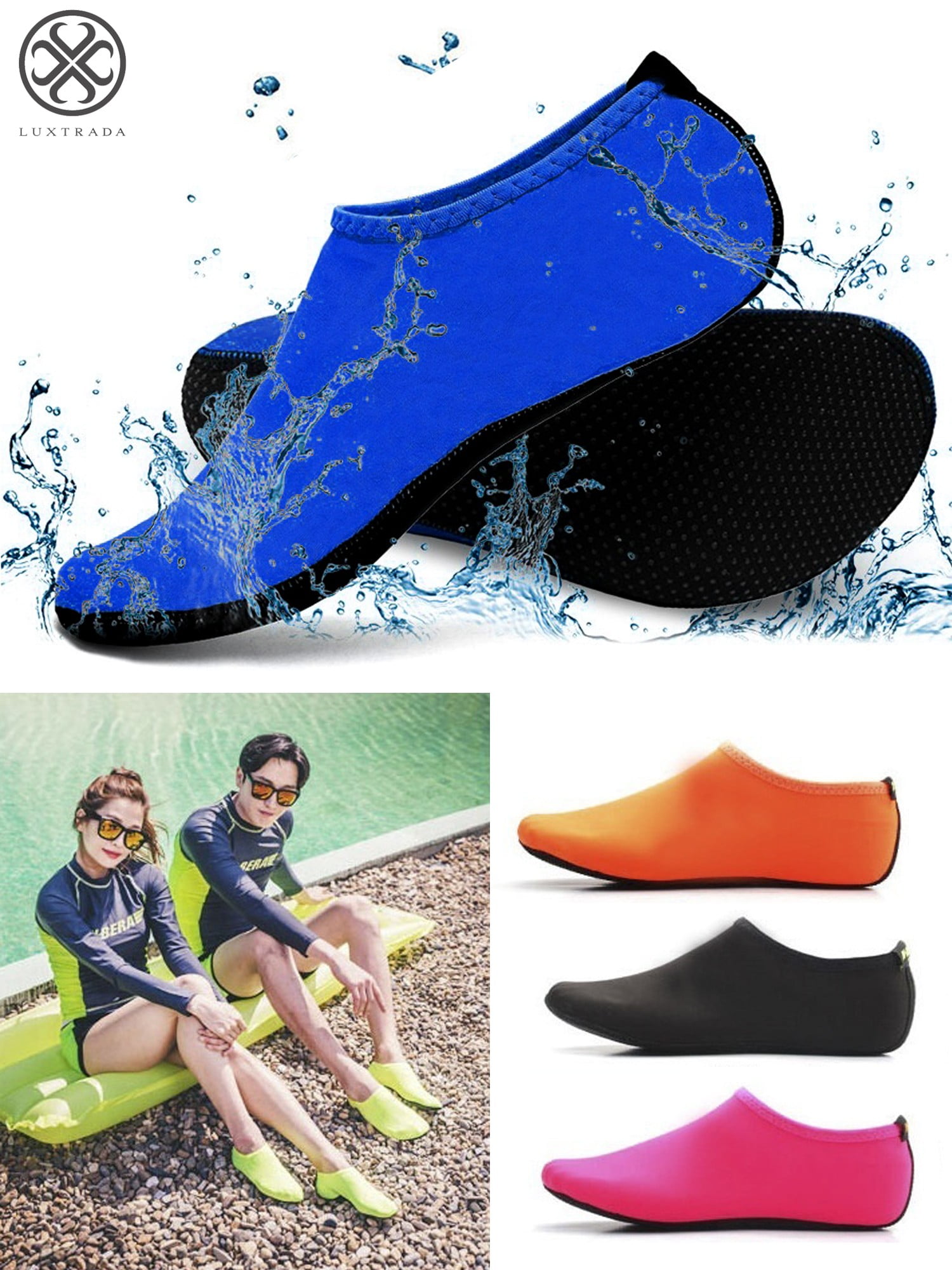 CUSHY Men Women Water Sport Shoes Nylon Neoprene Mesh Aqua Socks Yoga Exercise Pool Beach Dance Swim Slip Surfing Shoes Navy S 