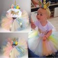 thumbnail image 4 of 3PCS Newborn Baby Girls 1st Birthday Romper Tutu Skirt Tulle Fluffy Princess Dress Unicorn Party Clothes, 4 of 7