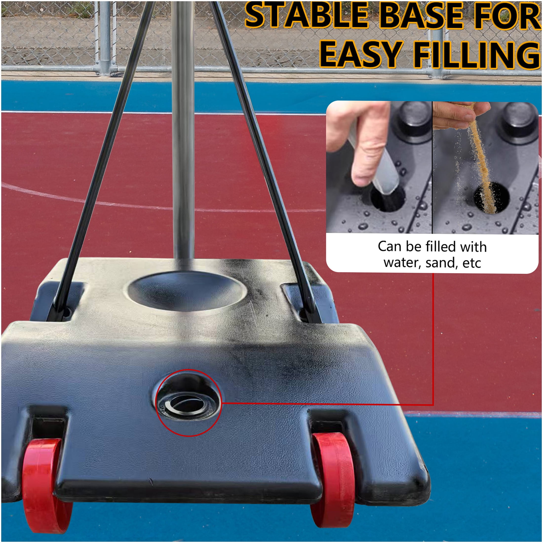 JERFIT Adjustable Height Portable Basketball Hoop for Kids & Adults, 34" Shatterproof Backboard with Wheels, Indoor Outdoor Basketball Goal with Water/Sand Base, Youth Play System