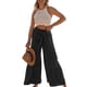 thumbnail image 2 of VISgogo Pantalones de pierna ancha para mujer, cintura alta, color sólido, con cordón, informal, para fiesta, club, pantalones sueltos VISgogo  moda, 2 of 5