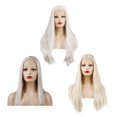 thumbnail image 4 of Moda larga recta beige peluca de pelo completo resistente al calor Cosplay disfraz de anime vestido de fiesta diario pelucas para mujer y mujer UNA Sunnimix Pelucas largas Frente de encaje, 4 of 8