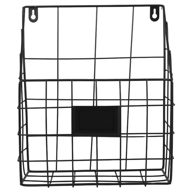 Organizador de libros y cartas de estilo nórdico, de hierro forjado, para oficina, escritorio, almacenamiento de documentos (negro)