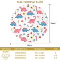 thumbnail image 3 of Dinosaur and Floral White Pattern Round Tablecloth 70"x70", Wrinkle Resistant Wipeable Table Cover for Kitchen Dining Room Picnic Patio and Party, 3 of 6