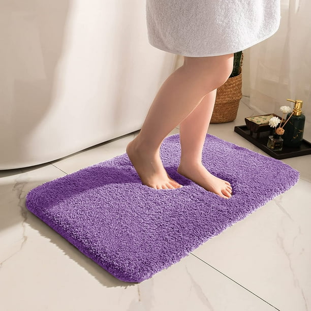 Large Lavender Bathroom Rug, Non Slip Bath Mat, 24" x 60" Microfiber Thick Plush Water Absorbent