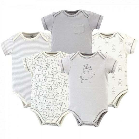 Touched by Nature Organic Cotton Bodysuits 5pk, Farm Friends, Preemie
