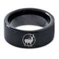 thumbnail image 2 of Tungsten Deer Hunter Hunting Elk Band Ring 9mm Men Women Comfort Fit Black Flat Cut Brushed Polished, 2 of 4