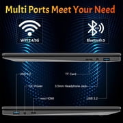SANPTENT 15.6 Laptop Windows 11 Pro, Intel Core i3, 24GB RAM, 256GB SSD, 1080p FHD Display, Backlit Kerboard, Fingerprint, WiFi5, Bluetooth5, Webcam, Mini-HDMI, TF Card Slot