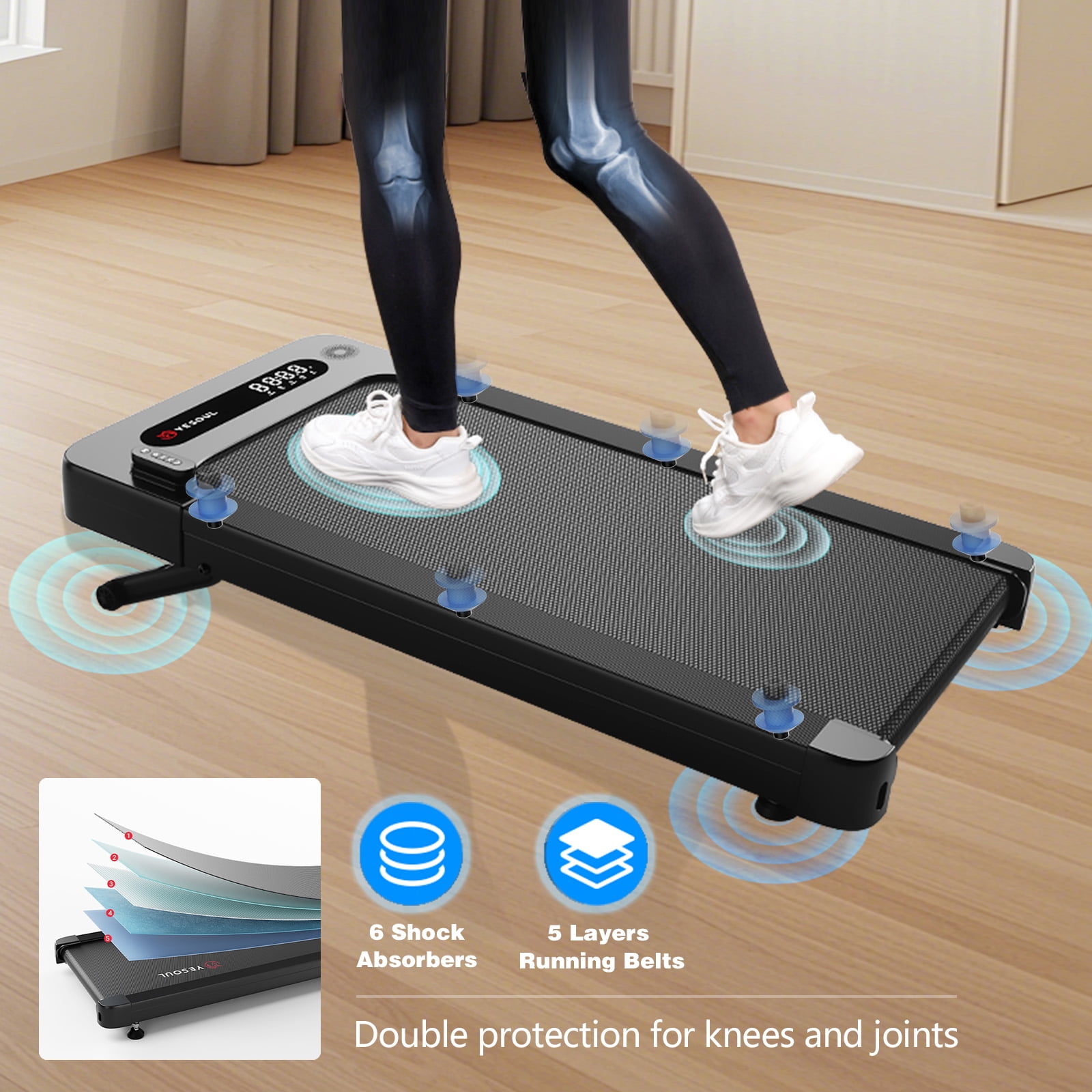 AKSO Caminadora Plegable, Almohadilla Para Caminar Con Escritorio Maquina Plegable De 2 5 Hp Con Aplicacion Inteligente Pantalla Lcd Facil De