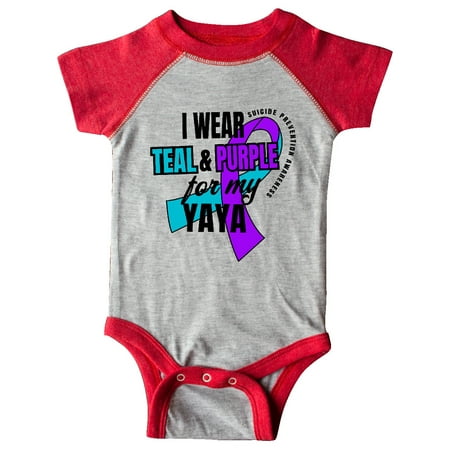 

Inktastic Suicide Prevention I Wear Teal and Purple for My Yaya Gift Baby Boy or Baby Girl Bodysuit