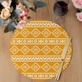 thumbnail image 3 of Yellow Boho Round 15 Inch Placemats Set of 6, Abstract Geometric Bohemia Ethnic Striped HeatResistant Non Slip Place Mats for Dining Table, Wipeable Braided Kitchen Table Mats for Housewarming, 3 of 9