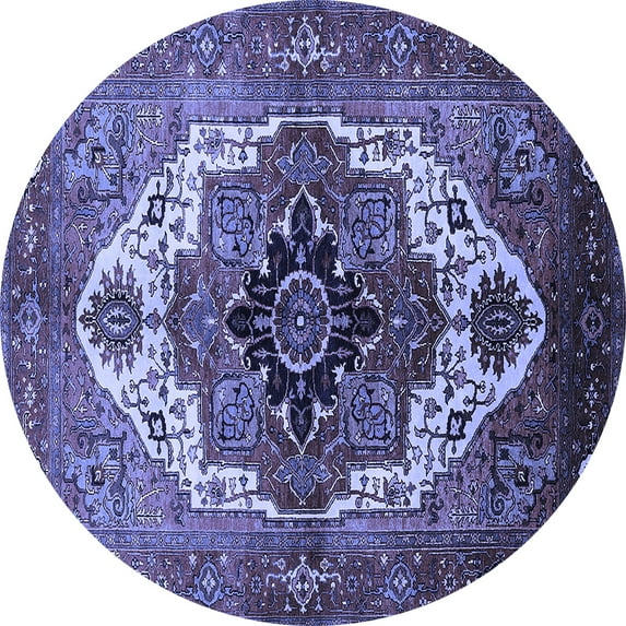 Ahgly Company Indoor Round Persian Blue Traditional Area Rugs, 7' Round