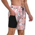 thumbnail image 2 of Fotbe Cute Pink Snowman Cat Traje de Baño para Hombre – Shorts de Natación de Secado Rápido con Forro y Bolsillos-Medium, 2 of 6