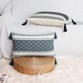 thumbnail image 2 of Funda de almohada lumbar decorativa con borlas, 12 x 20 pulgadas, azul marino/crema Funda de almohada tejida rústica de estilo rústico, 2 of 5