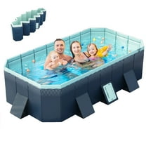Foldable Pool, Non-Inflatable Kids' and Adults' Outdoor Swimming Pool, Hard Plastic Shell Portable Dog Pool for Backyard and Fun Water Play, 116" L x 65" W x 22" H