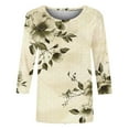 thumbnail image 5 of VgaVtl 3/4 Sleeve T-Shirt for Women Summer Women's Shirts Slim Pullover Everyday Floral Casual Cute Shirts,Yellow M, 5 of 6