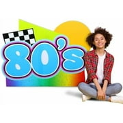 45 Inch 80's Cardboard Stand up Cutout Life Size Retro 1980's Theme Party Decoration 80s Music Party Photo Prop Standup Back to The 80s Back Drops for 1980s Retro Rock Hippie Neon Supplies