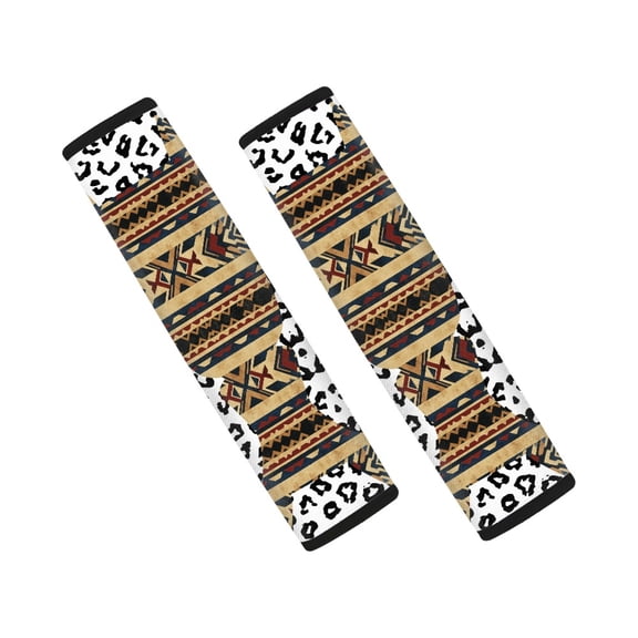Chririnla Leopard Geometric Print Seat Belt Shoulder Pad 2 PCS, Car Seat Belt Pads Polyester Comfortable Waterproof for Cars Vans Sedan