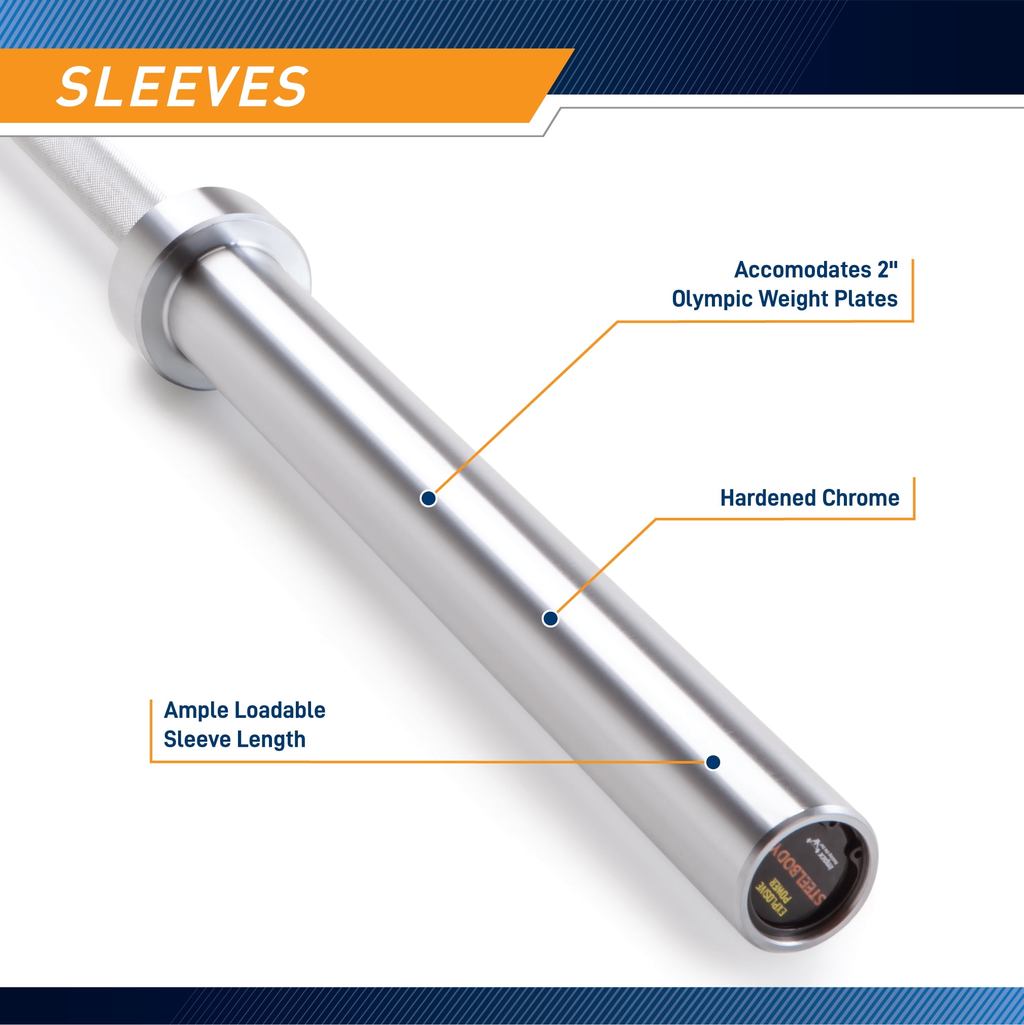 SteelBody by Marcy Chrome 45lb Olympic Barbell STB-1707CC