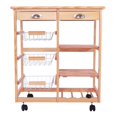 thumbnail image 6 of Ktaxon Rolling Wood Kitchen Trolley Island Utility Storage Cart With Drawers Baskets,Kitchen Cart On Wheels, 6 of 11