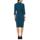 thumbnail image 3 of Conjunto de traje de 2 piezas para mujer INSPIRE CHIC, blazer sin cuello de manga 3/4, falda lápiz de cintura alta, atuendos de trabajo, azul lago XL, 3 of 6
