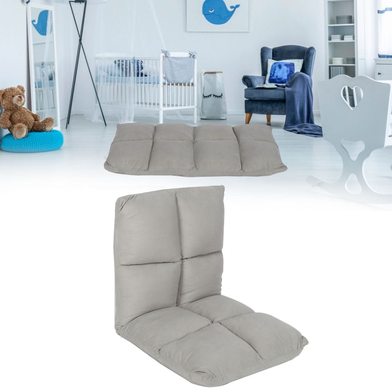 Folding Recliner, 5 Folding Padded Gaming Sofa Chair Recliner Fold Flat