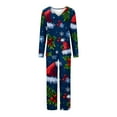 thumbnail image 3 of asdoklhq Fall Pajamas Women Ladies' Christmas Printed V-neck Casual Long Top Pants Pajama Set Blue M, 3 of 4