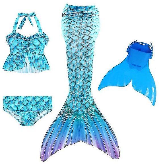 Kid Swimmable Mermaid Tail For Swimming Girls Fancy Halloween Costumes Clothes Mermaid Swimsuit Can Add Monofin Fin