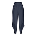 thumbnail image 5 of Aloohaidyvio 2024 Summer Pants for Women,Womens Spring And Autumn Solid Color Elastic Waist Cotton Leggings Casual Pants, 5 of 6