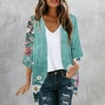 thumbnail image 2 of yoeyez Cardigans for Women Trendy,Womens Floral Chiffon Open Front Kimono Cardigan 3/4 Length Sleeve Womens Tops Casual Beach Cover Up Multicolor,S, 2 of 5