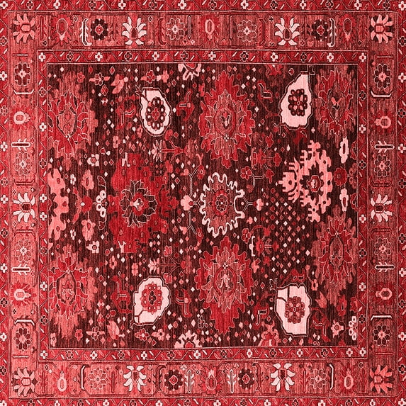 Ahgly Company Indoor Square Oriental Red Industrial Area Rugs, 5' Square