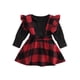 thumbnail image 1 of Txlixc Traje de falda de Navidad para niñas, blusa de manga larga de cuello redondo + falda de tirante a cuadros Txlixc moda, 1 of 9