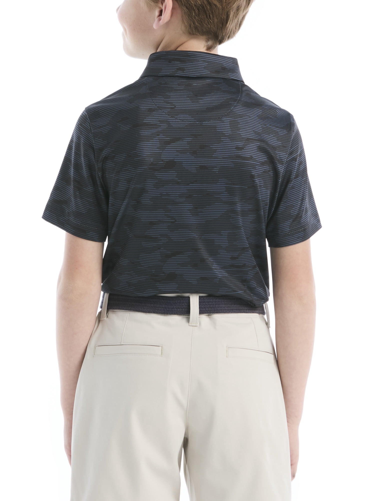 Ben Hogan Performance Little Boys and Big Boys Linear Camo Printed Short Sleeve Golf Polo Shirt, Sizes 4-18