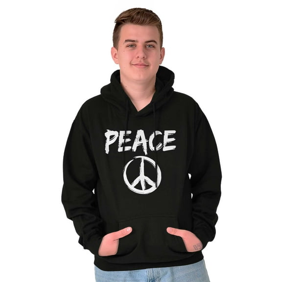 Hippie Peace Sign Make Love Not War Unisex Plus Fleece Graphic Hoodie Brisco Brands 2X