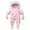 Pink, variant on Honeeladyy Baby Romper Hooded Snowsuit Toddler Winter Overall One-Piece Suits with Gloves and Foot Cover Children's Day Gift for 18-24 Months Dark Blue