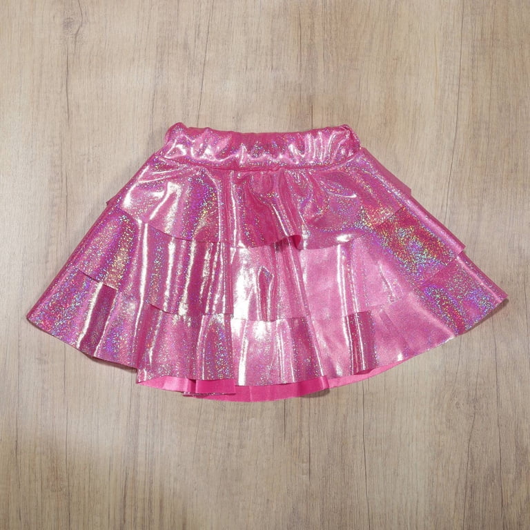 Girls Skirts Kids Baby Metallic Skirt Layer Ruffle Sparkly Shiny